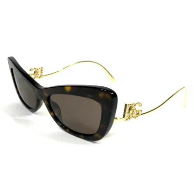Pre-owned Dolce & Gabbana Sunglasses Dg4467-b 502/73 Tortoise Gold Logos Brown Lenses