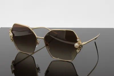 Pre-owned Dolce & Gabbana Sunglasses Women's Butterfly Dg2253h 0213 Gold 60mm Brown Lens
