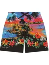 Dolce & Gabbana Sunset Floral-print Shorts In Multicolour