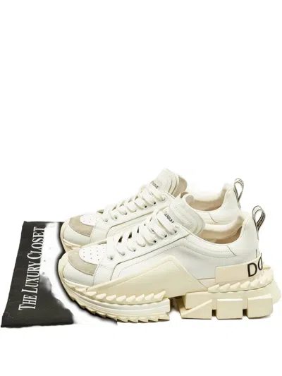 Pre-owned Dolce & Gabbana Super King Lace-up Sneakers In White