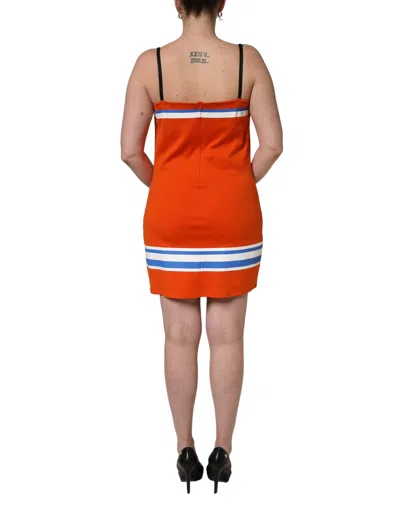 Dolce & Gabbana Orange Cotton Superbowl Football Inspired Mini Dress In Red
