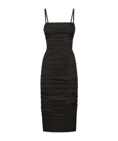Dolce & Gabbana Polka Dot Midi Dress In Black