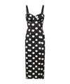 Dolce & Gabbana Corseted Polka-dot Satin Midi Dress In Black