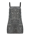 Dolce & Gabbana Mini Dress With Spaghetti Straps And Sequins In Gray