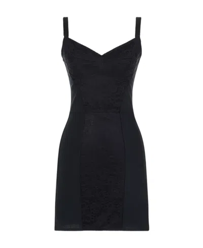 Dolce & Gabbana Suspender Mini Dress In Black