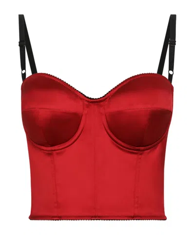 Dolce & Gabbana Satin Corset Top In Red