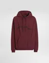 Dolce & Gabbana Sweat-shirt En Coton Avec Capuche Et Logo In Bordeaux