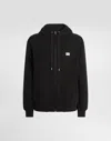 Dolce & Gabbana Sweat-shirt En Coton Avec Capuche Et Plaquette In Noir