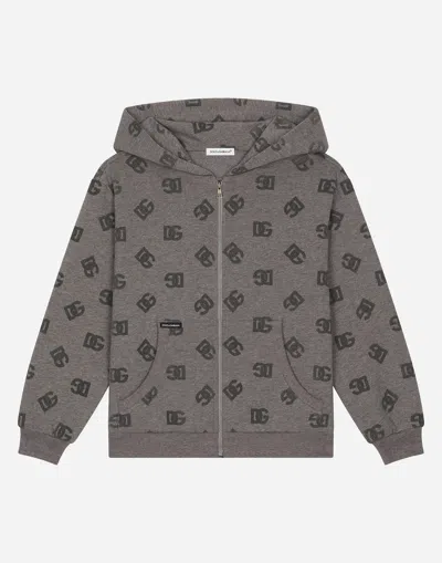 Dolce & Gabbana Kids' Cappuccio Con Zip In Gris