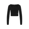 Dolce & Gabbana Black Ribbed Mini Cropped Top In Black
