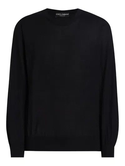 Dolce & Gabbana Round-neck Cashmere Sweater In Black