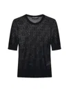 Dolce & Gabbana Logo Lace-stitched Jacquard Sweater In Black