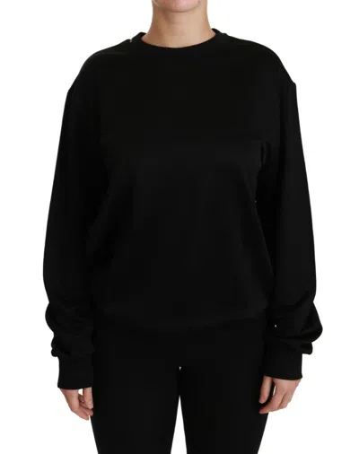 Pre-owned Dolce & Gabbana Sweater Black Cotton Crewneck Pullover It38 / Us4 / Xs Rrp $960