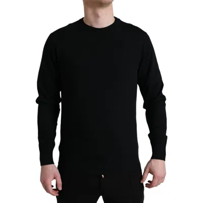 Pre-owned Dolce & Gabbana Sweater Black Wool Round Neck Pullover It52 / Us42/l Rrp $700