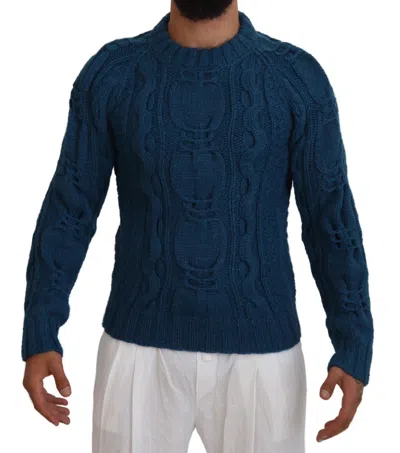 Pre-owned Dolce & Gabbana Sweater Blue Knitted Wool Alpaca Pullover It48 /us38 / M 2000usd