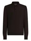 Dolce & Gabbana Long-sleeve Polo Shirt In Brown