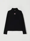 Dolce & Gabbana Black Turtleneck Sweater For Girl With Pink Logo In Black