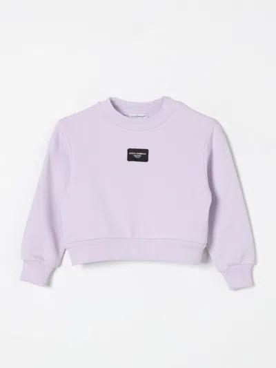 Dolce & Gabbana Kids' Logo-patch Cotton Sweatshirt In 紫藤色