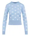 Dolce & Gabbana Light Blue Wool And Silk Jacquard Sweater In Lightblue