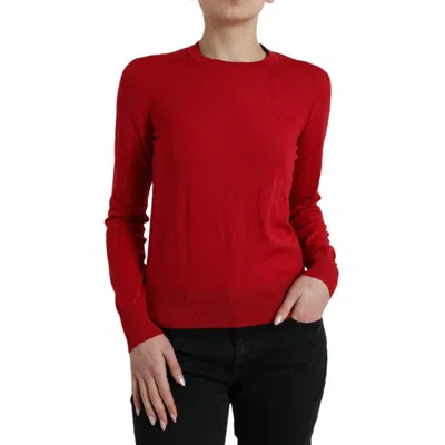 Pre-owned Dolce & Gabbana Sweater Pullover Red Wool Knitted Crew Neck It40/us6/s 670usd
