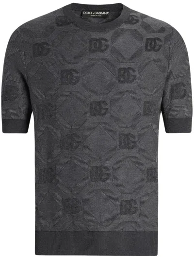 Dolce & Gabbana Logo-jacquard T-shirt In Black