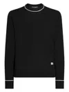 Dolce & Gabbana Logo Crew Neck Sweater With Contrasting Trims In Black