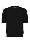 Dolce & Gabbana Silk Round-neck Sweater With Dg Embroidery In Black