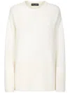 Dolce & Gabbana Cashmere Sweater With Dg Logo Embroidery In Bianco Naturale