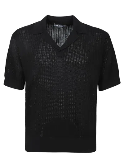 Dolce & Gabbana Black Short Sleeved Knitted Polo