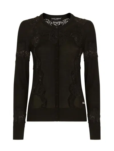 Dolce & Gabbana Lace-panel Cardigan In Black