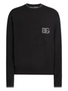 Dolce & Gabbana Crew Neck Sweater With Long Sleeves And Pocket In Black