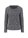 Dolce & Gabbana Textured Fabric Round Neck Long Sleeve Sweater In Gray