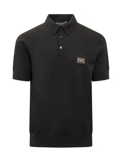 Dolce & Gabbana Cotton-piqué Polo Shirt In Black