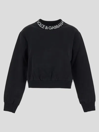 Dolce & Gabbana Logo Cotton Sweatshirt In Black