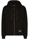 Dolce & Gabbana All-over Dg Print Zip-up Hoodie In Black