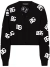 Dolce & Gabbana Logo Embroidered Cardigan In Black