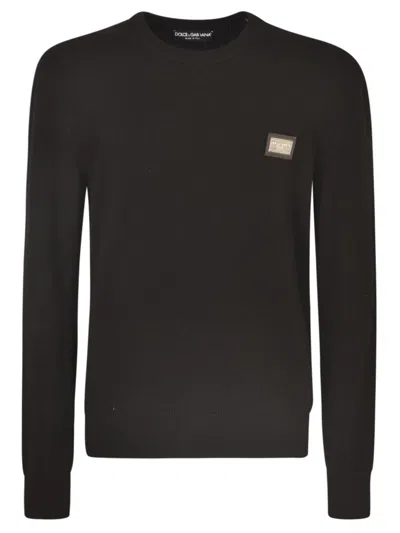 Dolce & Gabbana Dg Essentials Wool-cashmere Jumper In Black