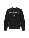 Dolce & Gabbana Cotton Sweatshirt With Frontal Logo In Black