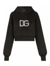 Dolce & Gabbana Cropped Crystal-embellished Hoodie In Black