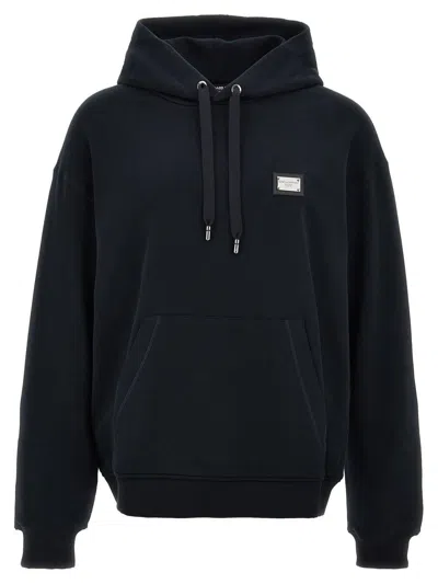 Dolce & Gabbana Hoodie With Drawstring And Kangaroo Pocket In Blue