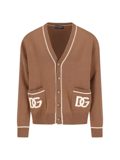 Dolce & Gabbana Virgin Wool Cardigan In Brown