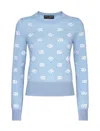 Dolce & Gabbana Light Blue Wool And Silk Jacquard Sweater In Celeste Chiaro