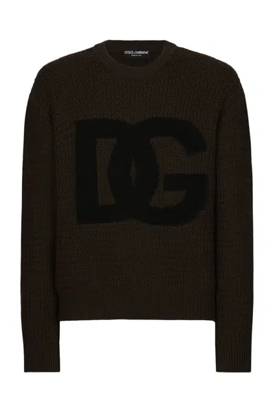 Dolce & Gabbana Logo Patch Jumper In Ebony