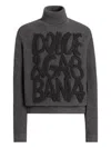 Dolce & Gabbana Ribbed Texture Wool Turtleneck Sweater In Gray