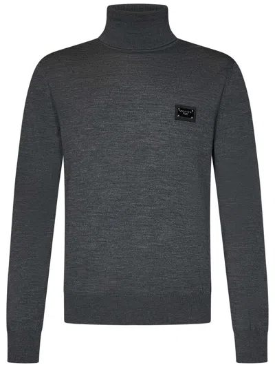 Dolce & Gabbana Turtleneck Sweater In Grey