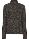 Dolce & Gabbana Cable Knit Turtleneck Sweater In Black