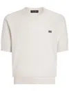 Dolce & Gabbana Knitted Crew Neck T-shirt With Ribbed Cuffs In White