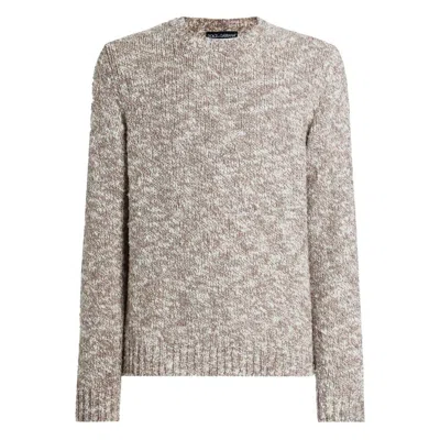 Dolce & Gabbana Fine-gauge Wool Crew Neck Pullover In Neutral