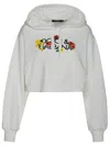 Dolce & Gabbana Floral Logo-print Cropped Cotton Hoodie In White
