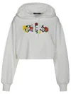 Dolce & Gabbana Floral Logo-print Cropped Cotton Hoodie In White